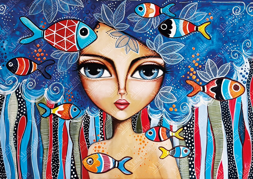 Lady with fish – Romi Lerda<br>Casse-tête de 1000 pièces