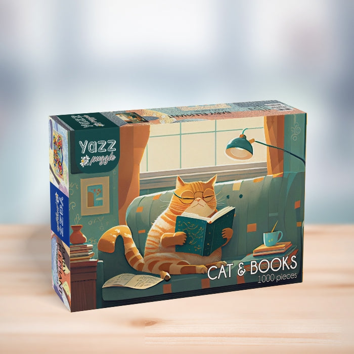 Cat & Books 1000-Piece Puzzle