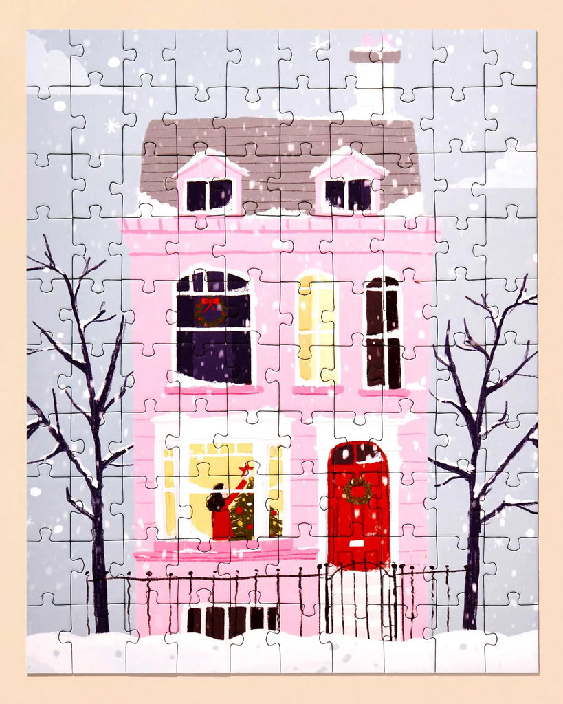 Christmas Pink House 100-Piece Puzzle
