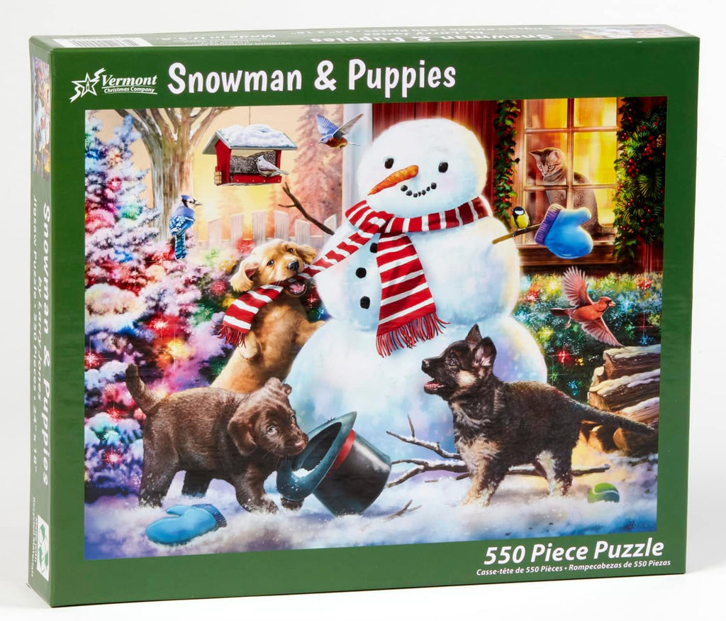 Snowman & Puppies<br>Casse-tête de 550 pièces