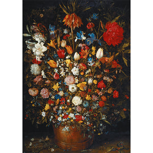 Flowers in a Wooden Vessel