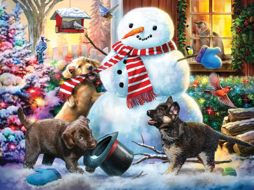 Snowman & Puppies<br>Casse-tête de 550 pièces