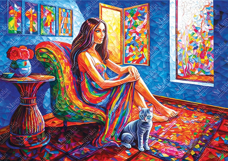 Woman with Cat 1000-Piece Puzzle