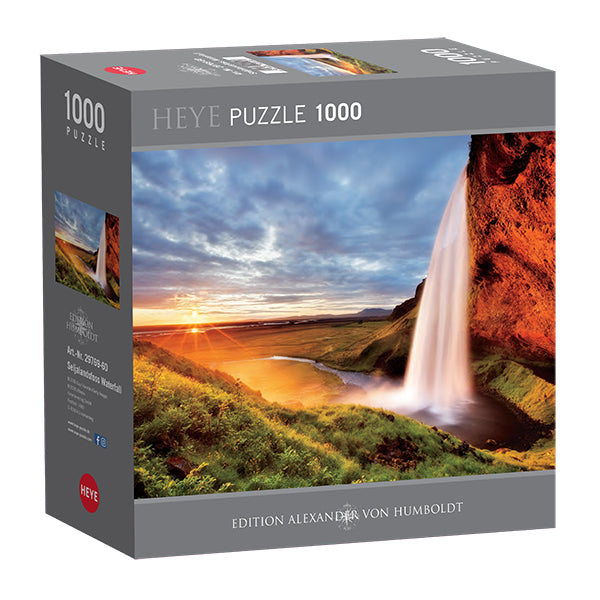 Seljalandsfoss Waterfall 1000-Piece Puzzle SQUARE BOX