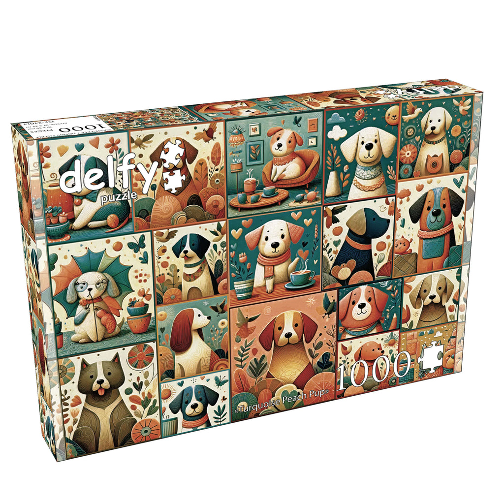 Turquoise Peach Pup 1000-Piece Puzzle