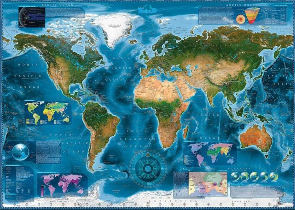 Carte satellite du monde<br>Casse-tête de 2000 pièces 