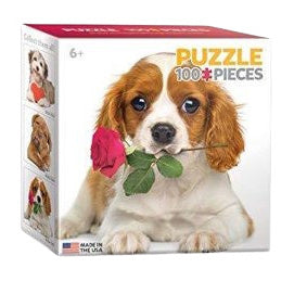 Dog with Rose 100-Piece Mini Puzzle