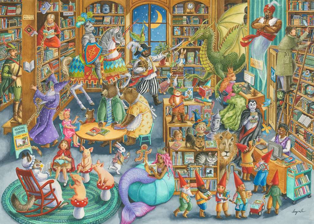 Midnight at the Library 1000-Piece Puzzle Old