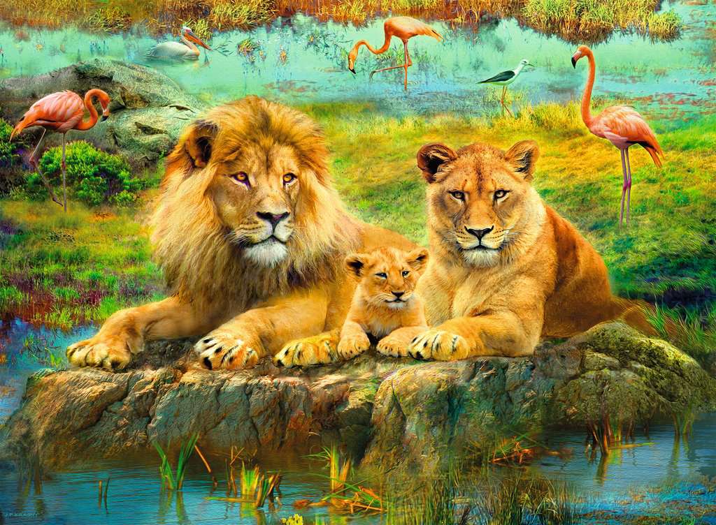 Lions dans la Savanne<br>Casse-tête de 500 pièces