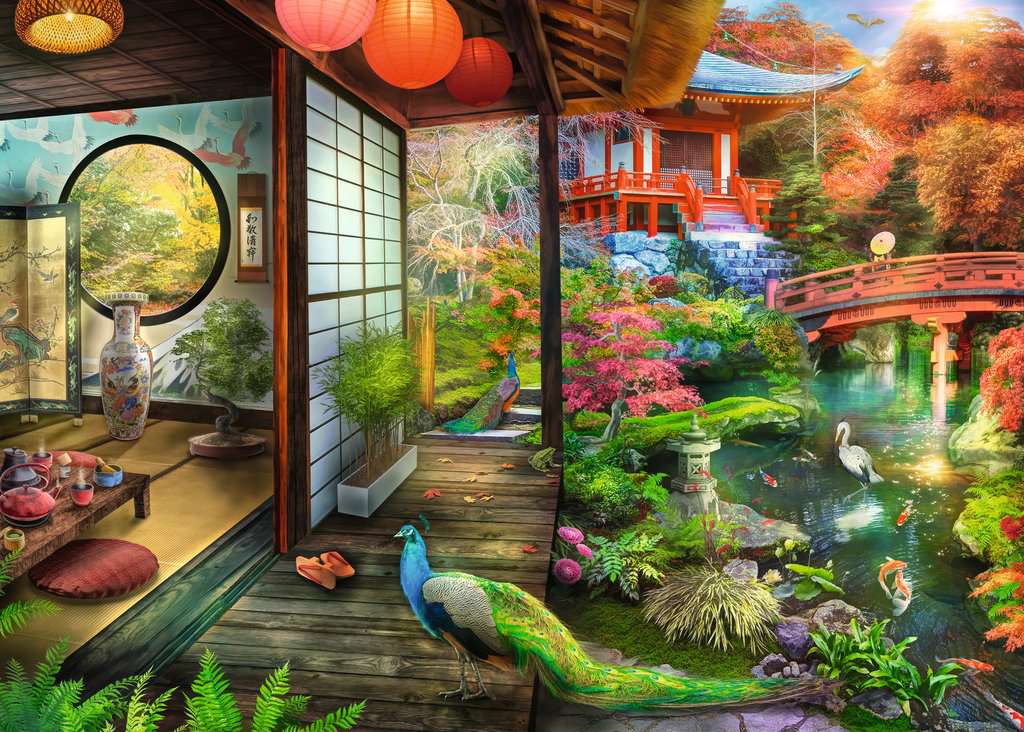 Japanese Garden Teahouse 1000-Piece Puzzle Old
