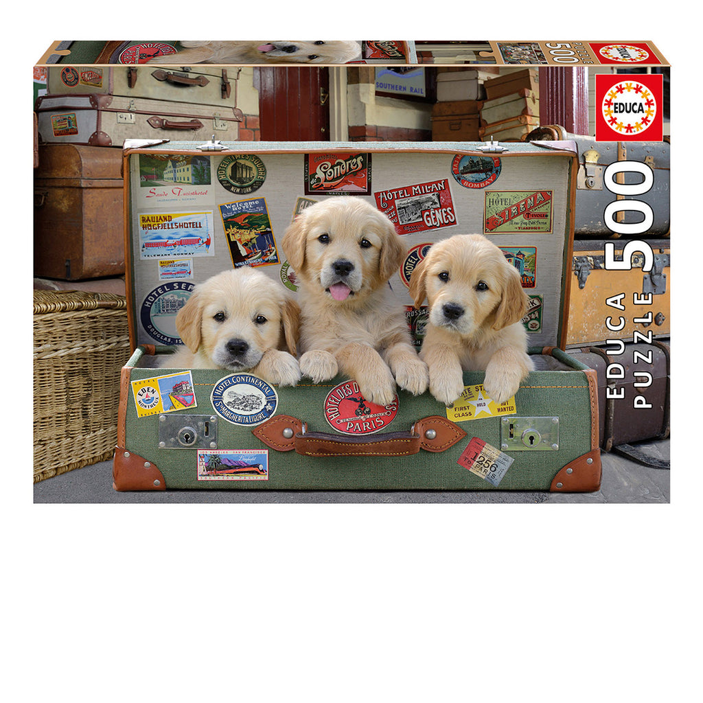 Puppies suitcase 500-Piece Puzzle
