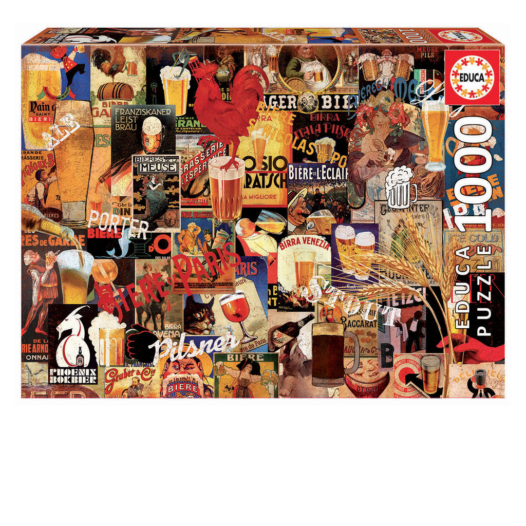 Collage bières vintage<br>Casse-tête de 1000 pièces