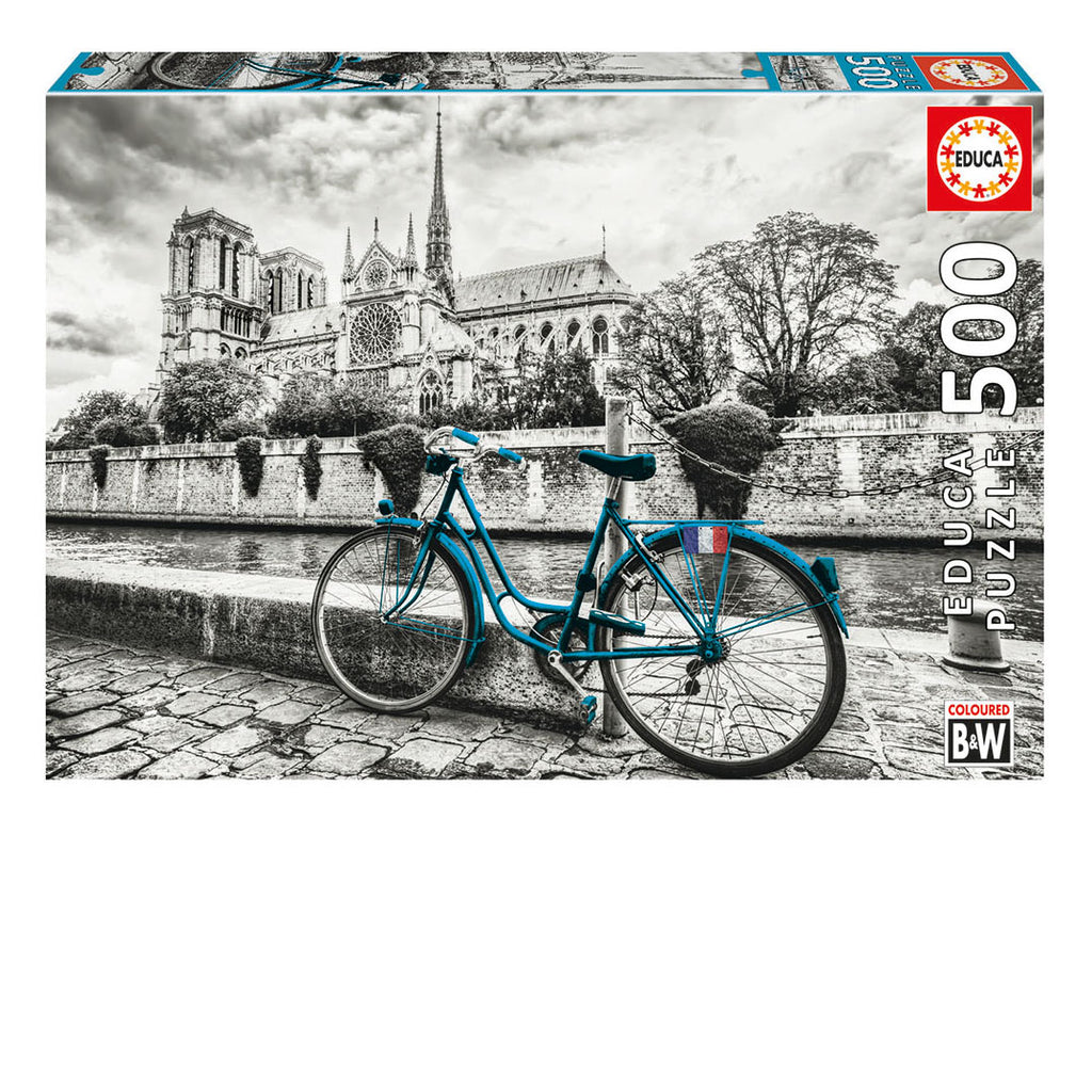 B&W Bike near Notre-Dame 500-Piece Puzzle
