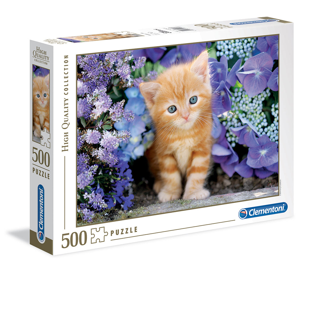 Ginger Cat in Flowers 500-Piece Puzzle