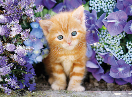 Ginger Cat in Flowers 500-Piece Puzzle