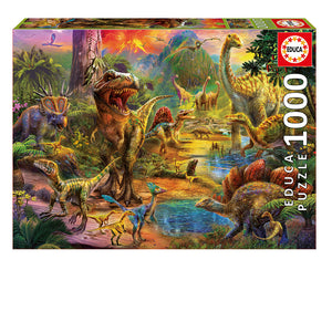 Paysage de dinosaures - Casse-tête de 1000 pièces