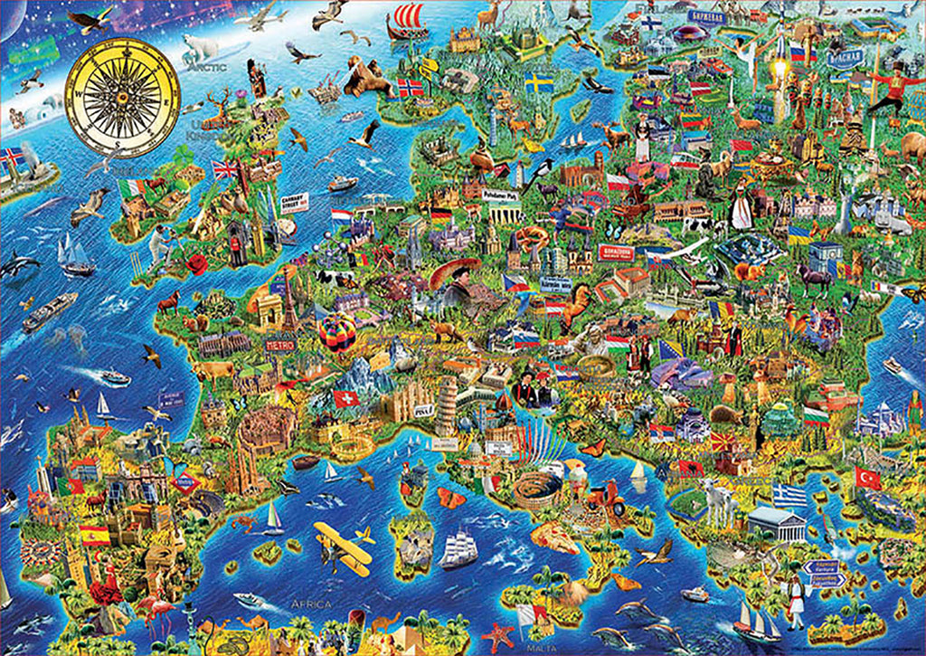 Crazy European Map 500-Piece Puzzle