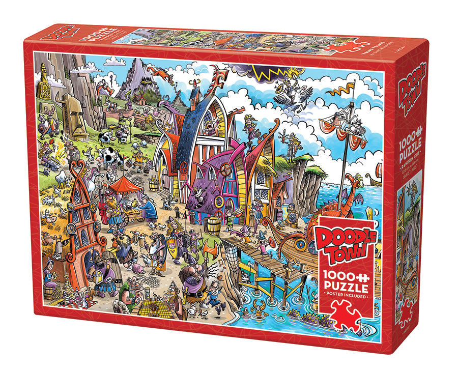 DoodleTown: Viking Village 1000-Piece Puzzle