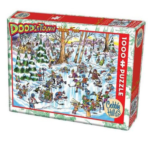 DoodleTown Hockey Town 1000-Piece Puzzle