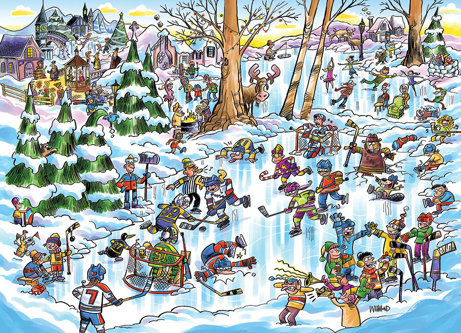 DoodleTown Hockey Town 1000-Piece Puzzle