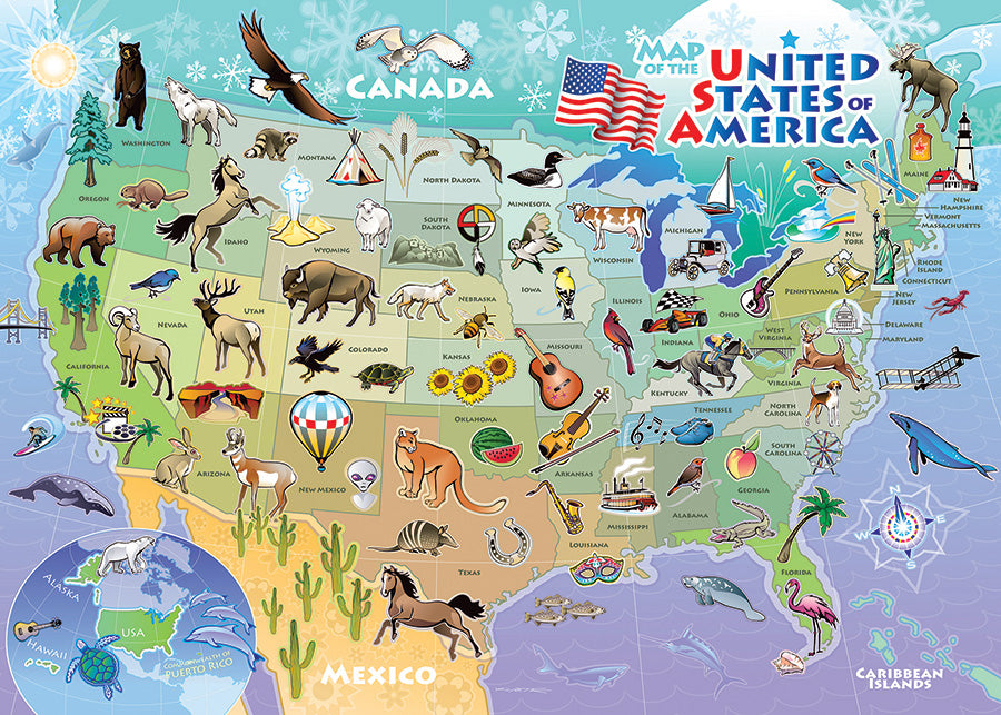 USA Map 35-Piece Tray Puzzle