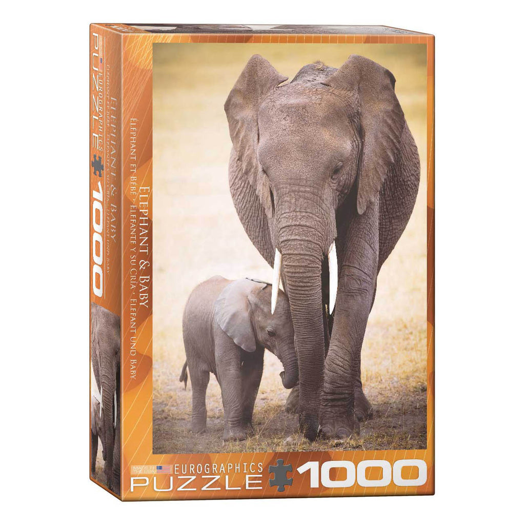 Éléphant et bébé<br>Casse-tête de 1000 pièces