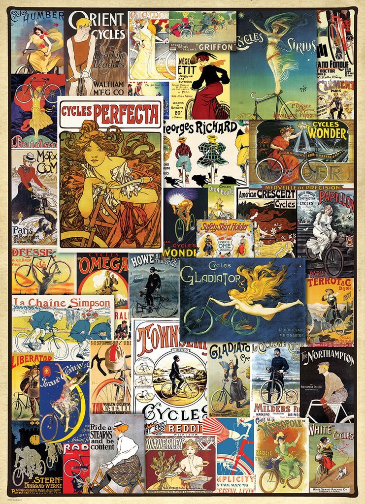 Affiches vintage de bicyclettes<br>Casse-tête de 1000 pièces