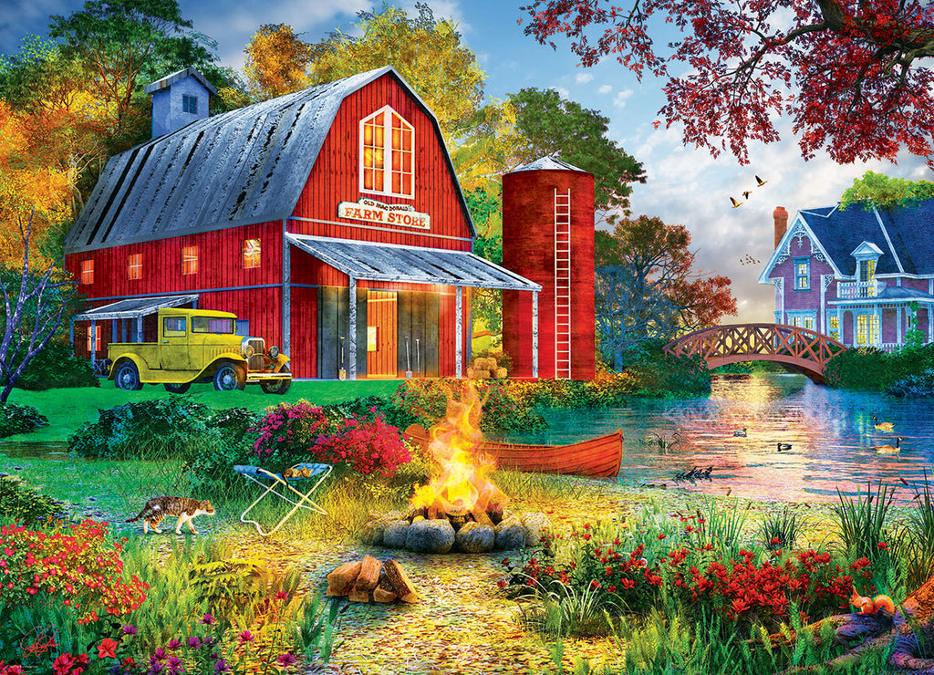 Campfire by the Barn 1000-Piece Puzzle