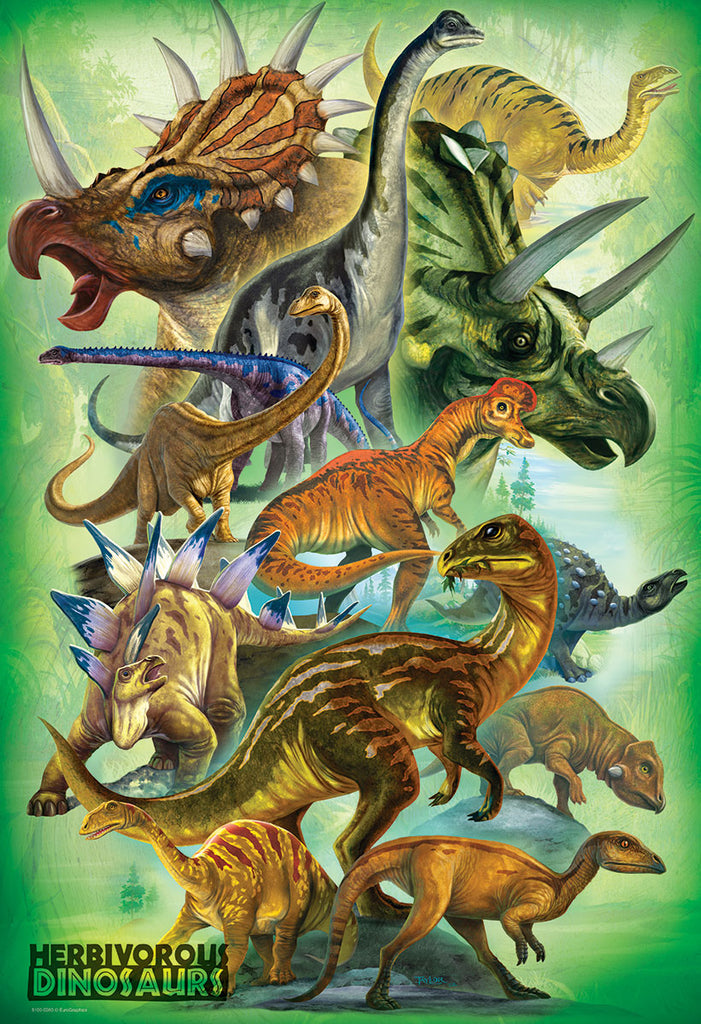 Dinosaures herbivores<br>Casse-tête de 100 pièces