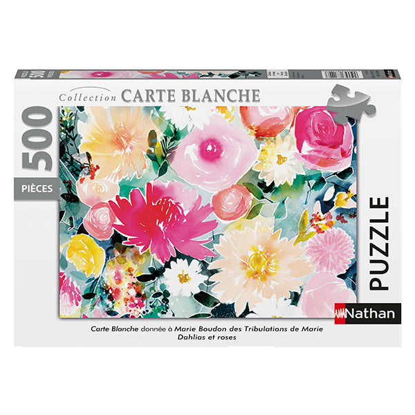 Dahlias et roses, Marie Boudon - Casse-tête de 500 pièces