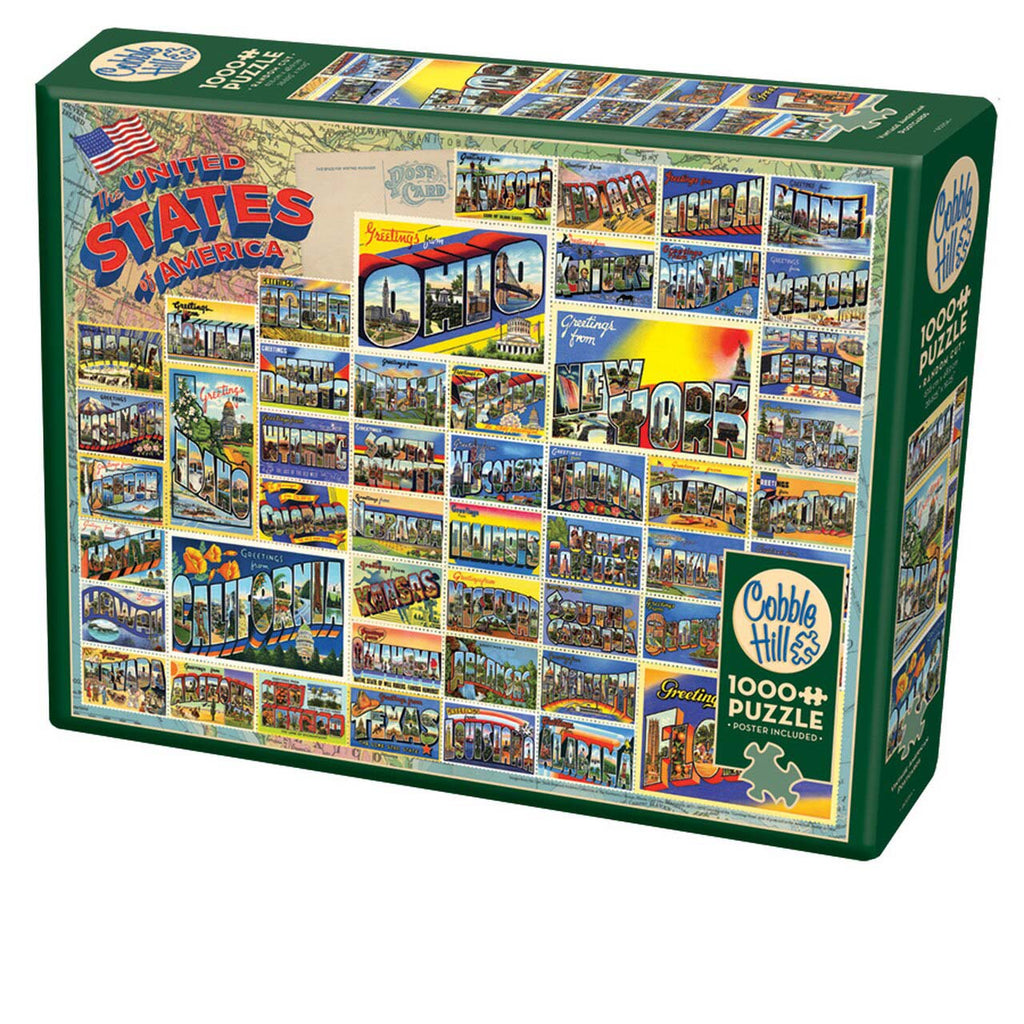 Vintage American Postcards 1000-Piece Puzzle OLD BOX