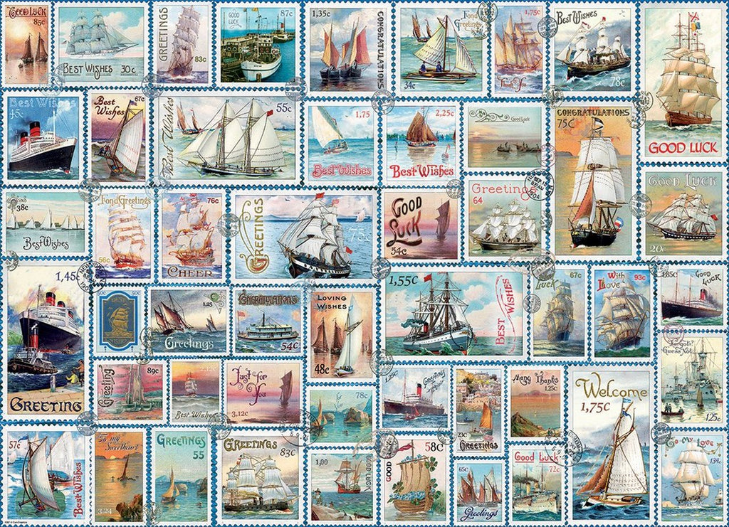 Sailing Ships Vintage Stamps 500-Piece Puzzle