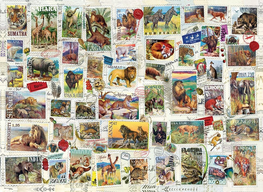 Wildlife Vintage Stamps 500-Piece Puzzle