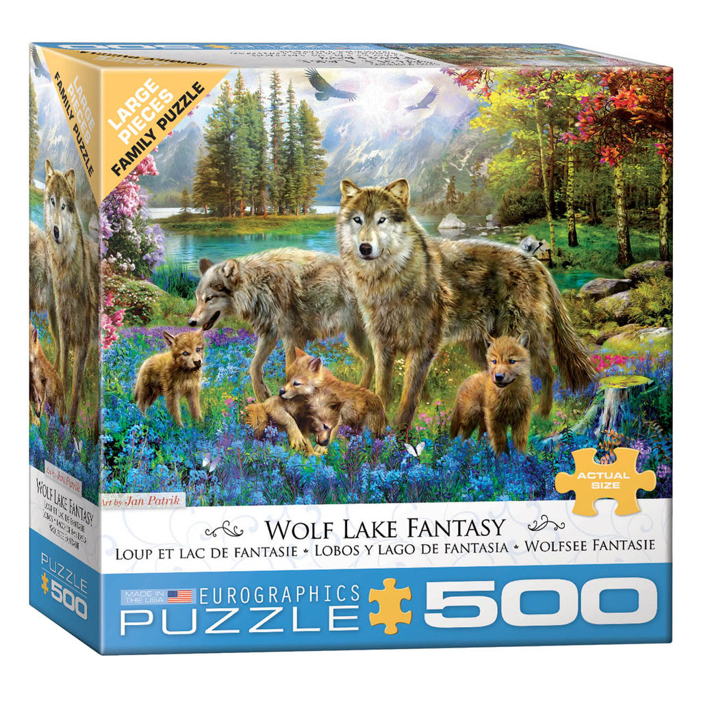 Loup et lac de fantasie<br>Casse-tête de 500 pièces