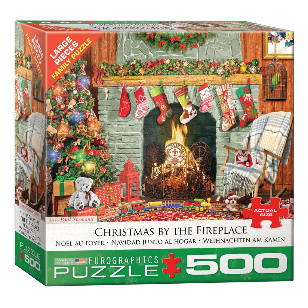Christmas by the Fireplace 500-Piece Puzzle