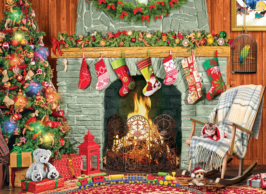 Christmas by the Fireplace 500-Piece Puzzle