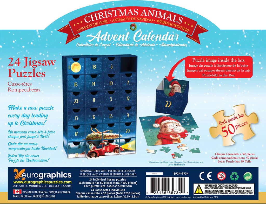 Advent Calendar - Christmas Animals 24 x 50-Piece Puzzles