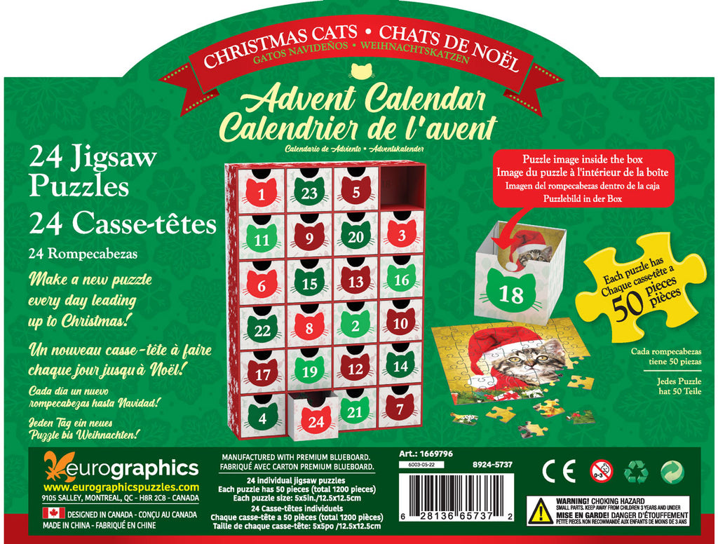 Advent Calendar - Christmas Cats 24 x 50-Piece Puzzles