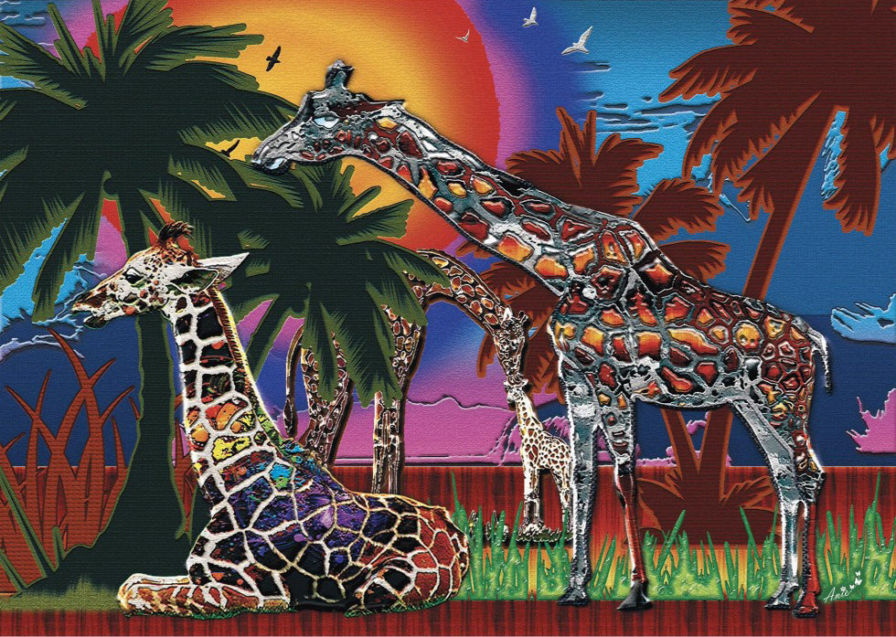 Girafes multicolores<br>Casse-tête de 1000 pièces 