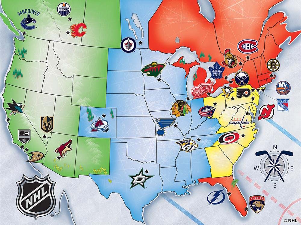 Carte des équipes de hockey<br>Casse-tête de 500 pièces