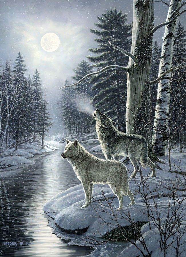 Loups au clair de lune - Casse-tête de 1000 pièces