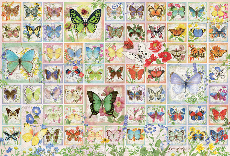 Papillons et fleurs<br >Casse-tête de 2000 pièces